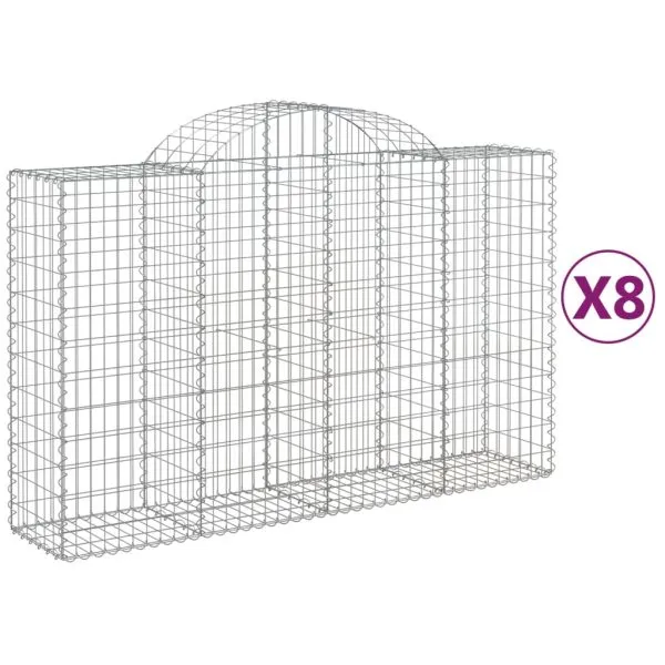 Coșuri gabion arcuite 8 buc, 200x50x120/140 cm, fier galvanizat