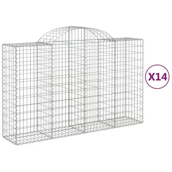 Coșuri gabion arcuite 14 buc, 200x50x120/140 cm,fier galvanizat