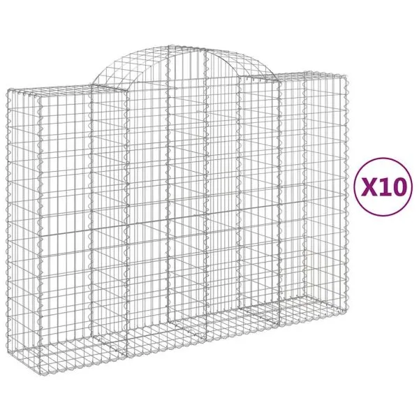 Coșuri gabion arcuite 10 buc, 200x50x140/160cm, fier galvanizat