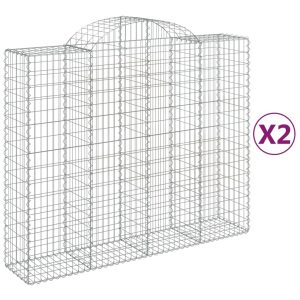 Coșuri gabion arcuite 2 buc, 200x50x160/180 cm, fier galvanizat