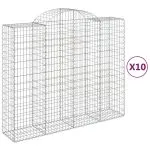 Coșuri gabion arcuite 10 buc, 200x50x160/180cm, fier galvanizat