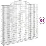 Coșuri gabion arcuite 6 buc, 200x50x180/200 cm, fier galvanizat