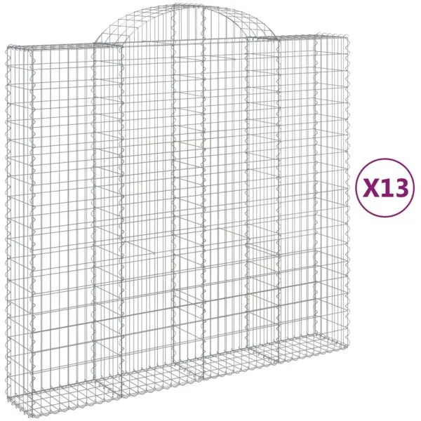 Coșuri gabion arcuite 13 buc, 200x50x180/200cm, fier galvanizat