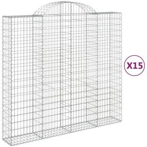 Coșuri gabion arcuite 15 buc, 200x50x180/200cm, fier galvanizat