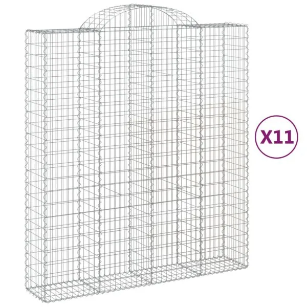 Coșuri gabion arcuite, 11 buc 200x50x220/240cm, fier galvanizat