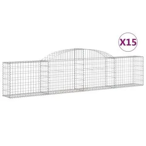 Coșuri gabion arcuite, 15 buc., 300x30x60/80cm, fier galvanizat