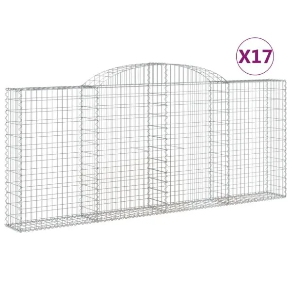 Coșuri gabion arcuite 17 buc, 300x30x120/140 cm fier galvanizat