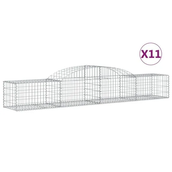 Coșuri gabion arcuite, 11 buc., 300x50x40/60cm, fier galvanizat
