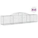 Coșuri gabion arcuite 15 buc, 300x50x60/80 cm, fier galvanizat