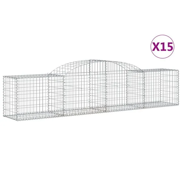 Coșuri gabion arcuite 15 buc, 300x50x60/80 cm, fier galvanizat