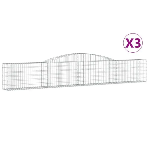 Coșuri gabion arcuite 3 buc, 400x30x60/80 cm, fier galvanizat