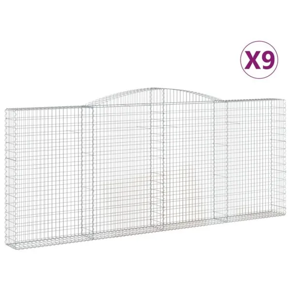 Coșuri gabion arcuite 9 buc. 400x30x160/180 cm fier galvanizat