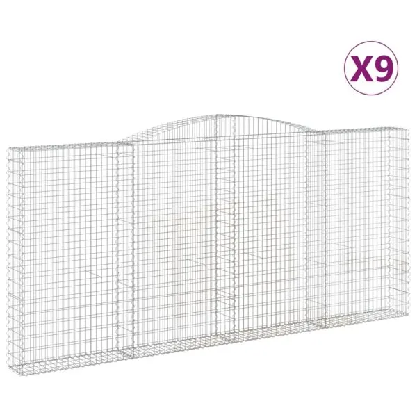 Coșuri gabion arcuite 9 buc, 400x30x180/200 cm, fier galvanizat