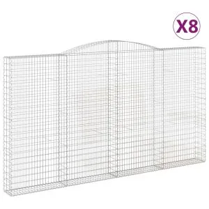 Coșuri gabion arcuite, 8 buc, 400x30x220/240cm, fier galvanizat