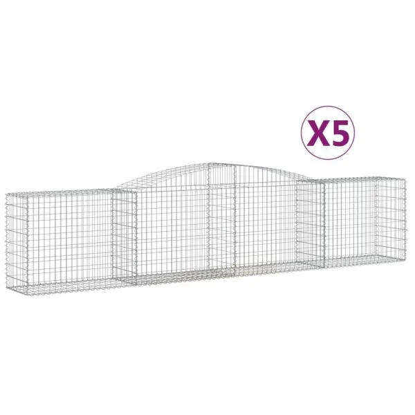 Coșuri gabion arcuite 5 buc, 400x50x80/100 cm, fier galvanizat