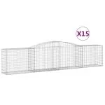 Coșuri gabion arcuite 15 buc, 400x50x80/100 cm, fier galvanizat