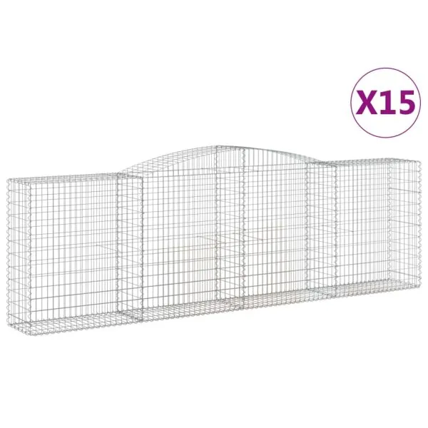 Coșuri gabion arcuite 15 buc, 400x50x120/140cm, fier galvanizat