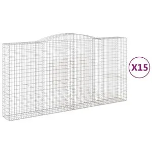 Coșuri gabion arcuite, 15 buc 400x50x200/220cm, fier galvanizat