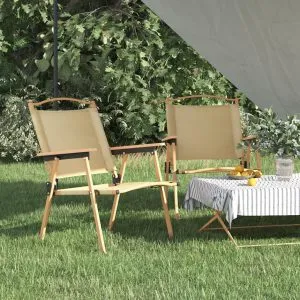 Scaune de camping, 2 buc., bej, 54x55x78 cm, țesătură Oxford