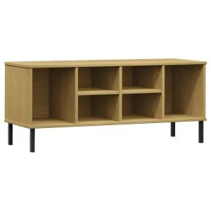 Pantofar cu picioare metalice „OSLO” maro 106x35x45 cm lemn