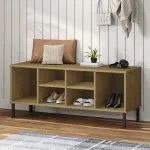 Pantofar cu picioare metalice „OSLO” maro 106x35x45 cm lemn