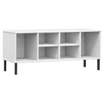 Pantofar cu picioare metalice „OSLO” alb 106x35x45 cm lemn