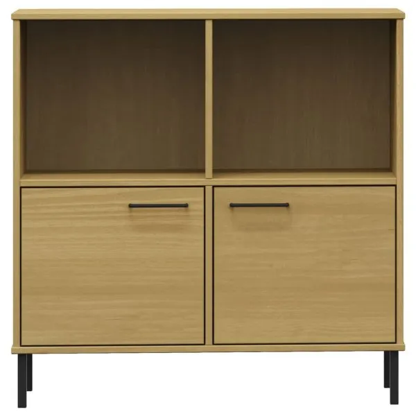 Bibliotecă cu picioare metalice OSLO, maro, 90x35x90,5 cm, lemn