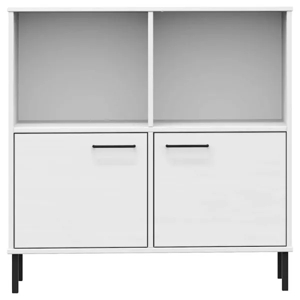 Bibliotecă cu picioare metalice OSLO, alb, 90x35x90,5 cm, lemn