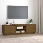 Comodă TV, maro miere, 140x35x40 cm, lemn masiv de pin