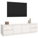 Comodă TV, alb, 176x37x47,5 cm, lemn masiv de pin