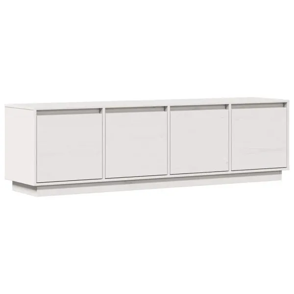 Comodă TV, alb, 156x37x45 cm, lemn masiv de pin