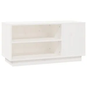 Comodă TV, alb, 80x35x40,5 cm, lemn masiv de pin