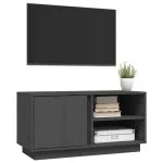 Comodă TV, gri, 80x35x40,5 cm, lemn masiv de pin