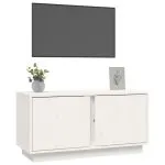 Comodă TV, alb, 80x35x40,5 cm, lemn masiv de pin