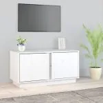 Comodă TV, alb, 80x35x40,5 cm, lemn masiv de pin
