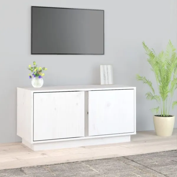 Comodă TV, alb, 80x35x40,5 cm, lemn masiv de pin