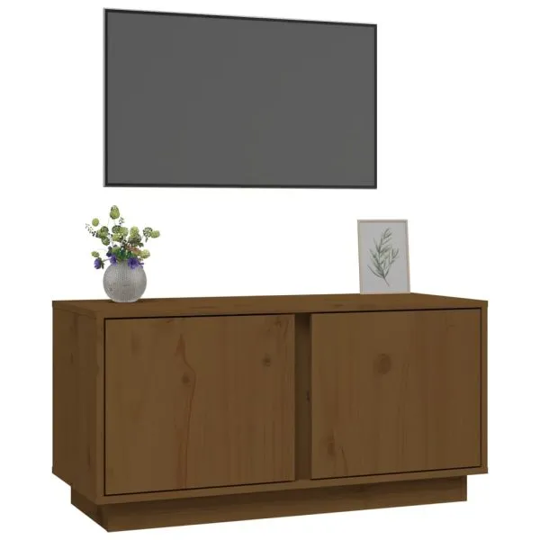 Comodă TV, maro miere, 80x35x40,5 cm, lemn masiv de pin