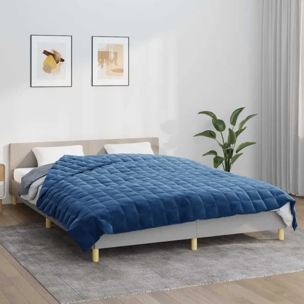 Pătură cu greutăți, albastru, 200×200 cm, 9 kg, material textil