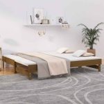 Pat de zi extensibil maro miere 2x(80×200) cm lemn masiv de pin