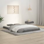 Cadru de pat Small Double, gri, 120×190 cm, lemn masiv de pin