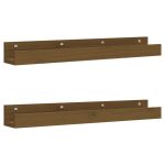 Rafturi de perete 2 buc. maro miere 80x12x9 cm lemn masiv pin