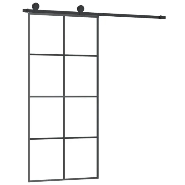 Ușă glisantă cu set feronerie, 90×205 cm, sticlă ESG/aluminiu