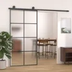 Ușă glisantă cu set feronerie 102,5×205 cm sticlă ESG/aluminiu
