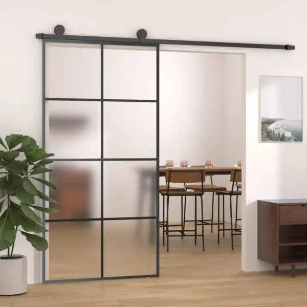 Ușă glisantă cu set feronerie 102,5×205 cm sticlă ESG/aluminiu