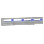 Comodă TV cu lumini LED, gri sonoma, 240x35x40cm