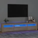 Comodă TV cu lumini LED, stejar sonoma, 195x35x40 cm