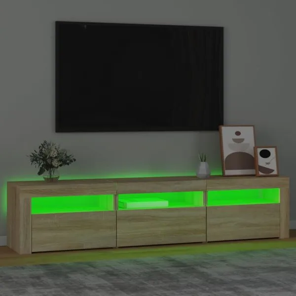 Comodă TV cu lumini LED, stejar sonoma, 180x35x40 cm