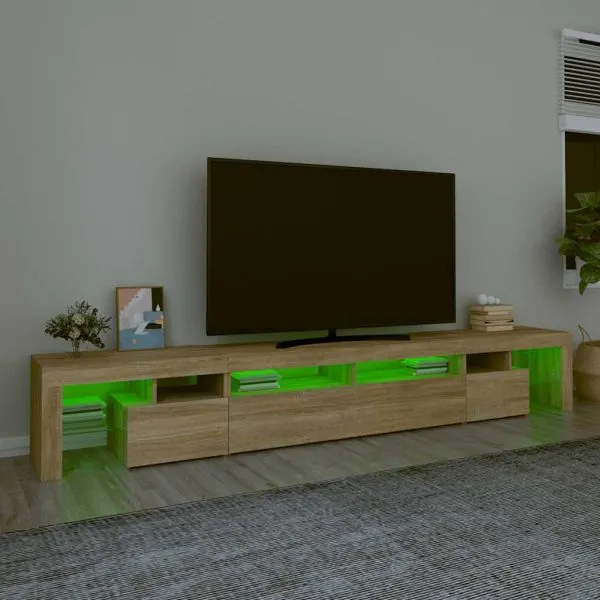 Comodă TV cu lumini LED, stejar sonoma,260×36,5x40cm