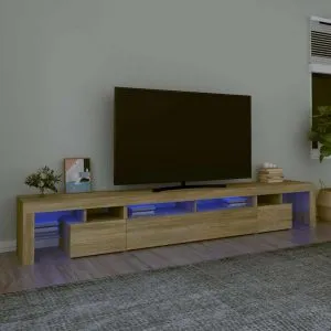 Comodă TV cu lumini LED, stejar sonoma,260×36,5x40cm