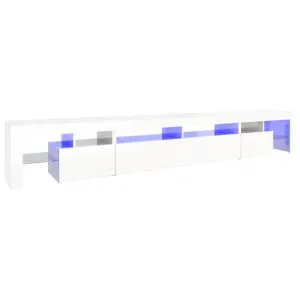 Comodă TV cu lumini LED, alb extralucios, 260×36,5x40cm